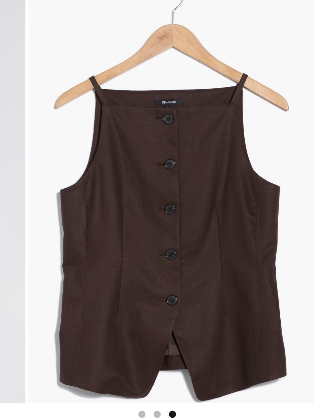 Madewell Harlow Square Neck Drapey Twill Vest Dark Carob Size 8